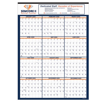 Laminated Wall Calendar w/Tinning on Top (19"x26")